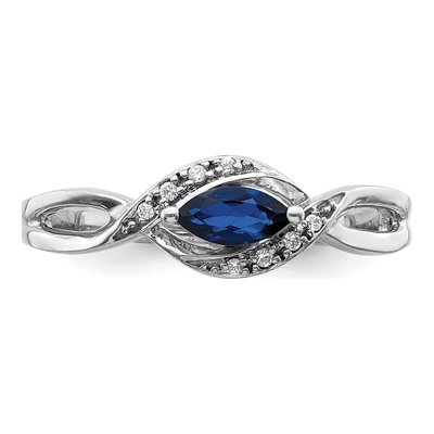14K White Gold 1/20 ct tw Sapphire & Diamond Marquise East-West Ring – view 6