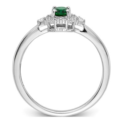 14K White Gold 1/10 ct tw Emerald & Diamond Oval Halo Ring – view 3