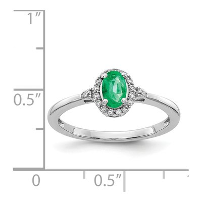 14K White Gold 1/10 ct tw Emerald & Diamond Oval Halo Ring – view 4