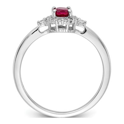 14K White Gold 1/10 ct tw Ruby & Diamond Oval Halo Ring – view 3