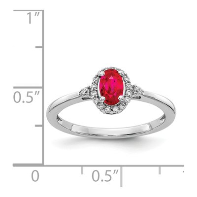 14K White Gold 1/10 ct tw Ruby & Diamond Oval Halo Ring – view 4