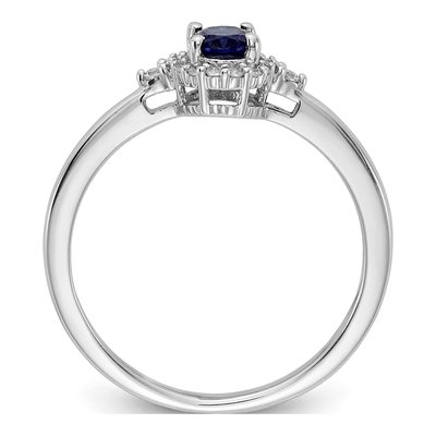 14K White Gold 1/10 ct tw Sapphire & Diamond Oval Halo Ring – view 3