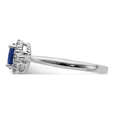 14K White Gold 1/10 ct tw Sapphire & Diamond Oval Halo Ring – view 4