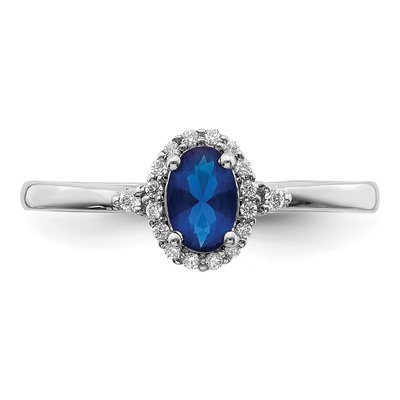 14K White Gold 1/10 ct tw Sapphire & Diamond Oval Halo Ring – view 6