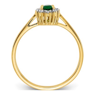 14K Yellow Gold 1/10 ct tw Emerald & Diamond Halo Ring – view 3