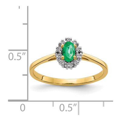 14K Yellow Gold 1/10 ct tw Emerald & Diamond Halo Ring – view 4