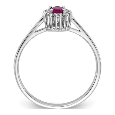 14K White Gold 1/10 ct tw Ruby & Diamond Halo Ring – view 3