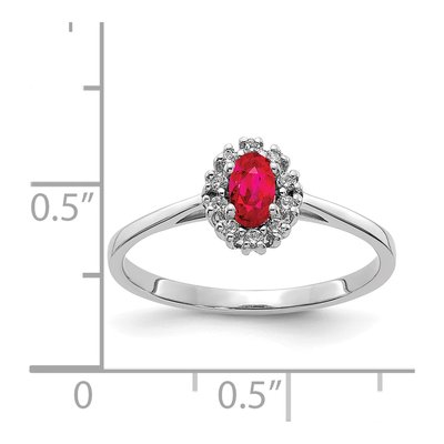 14K White Gold 1/10 ct tw Ruby & Diamond Halo Ring – view 4