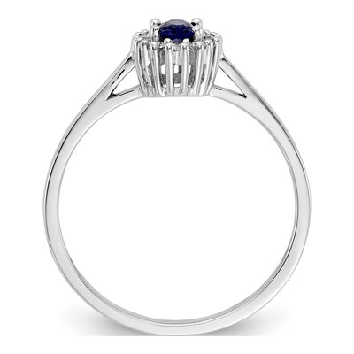 14K White Gold 1/10 ct tw Sapphire & Diamond Oval Halo Ring – view 3