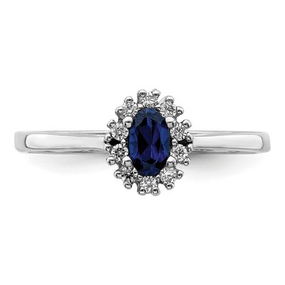 14K White Gold 1/10 ct tw Sapphire & Diamond Oval Halo Ring – view 6