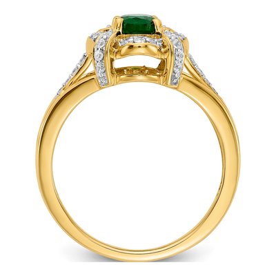 14K Yellow Gold 1/5 ct tw Emerald & Diamond Halo Ring – view 3