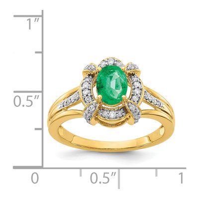 14K Yellow Gold 1/5 ct tw Emerald & Diamond Halo Ring – view 4