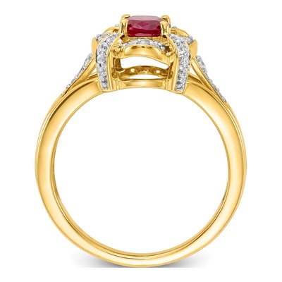 14K Yellow Gold 1/5 ct tw Ruby & Diamond Oval Ring – view 2