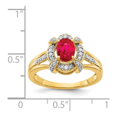 14K Yellow Gold 1/5 ct tw Ruby & Diamond Oval Ring – view 3
