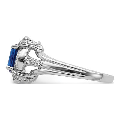 14K White Gold 1/5 ct tw Sapphire & Diamond Oval Ring – view 3