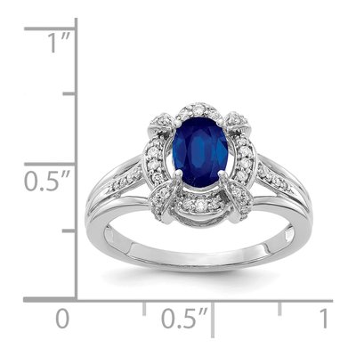 14K White Gold 1/5 ct tw Sapphire & Diamond Oval Ring – view 4