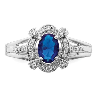 14K White Gold 1/5 ct tw Sapphire & Diamond Oval Ring – view 5