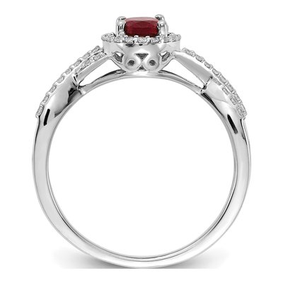 14K White Gold 1/5 ct tw Ruby & Diamond Oval Halo Ring – view 3