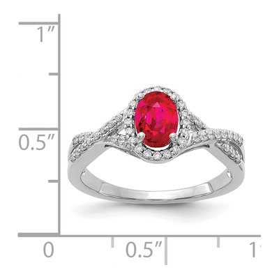 14K White Gold 1/5 ct tw Ruby & Diamond Oval Halo Ring – view 4