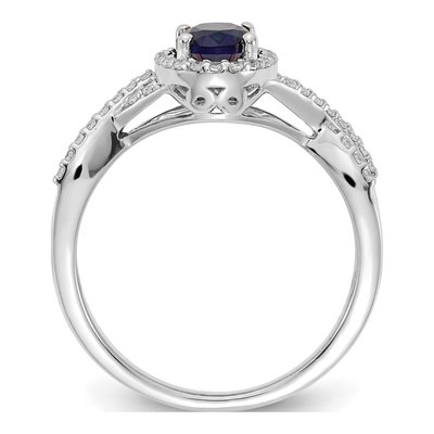 14K White Gold 1/5 ct tw Sapphire & Diamond Oval Halo Ring – view 2