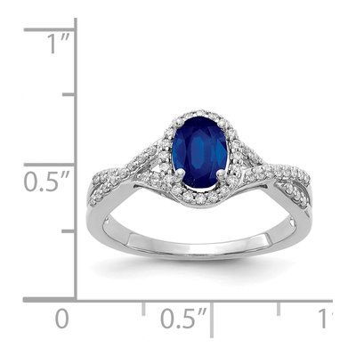 14K White Gold 1/5 ct tw Sapphire & Diamond Oval Halo Ring – view 3