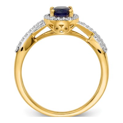 14K Yellow Gold 1/5 ct tw Sapphire & Diamond Oval Halo Ring – view 2