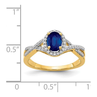 14K Yellow Gold 1/5 ct tw Sapphire & Diamond Oval Halo Ring – view 3