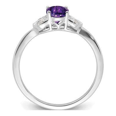 14K White Gold 1/20 ct tw Amethyst & Diamond Oval Ring – view 2