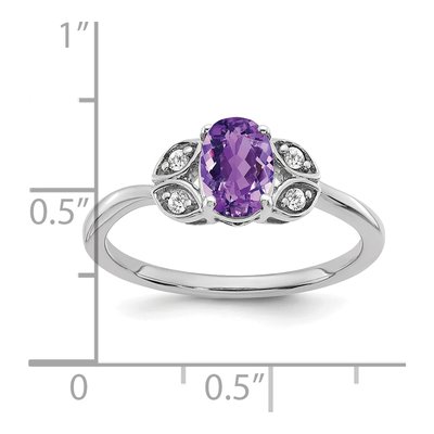 14K White Gold 1/20 ct tw Amethyst & Diamond Oval Ring – view 3