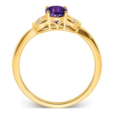 14K Yellow Gold 1/20 ct tw Amethyst & Diamond Oval Ring – view 3