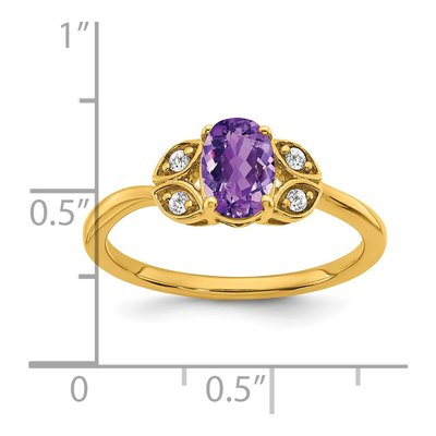 14K Yellow Gold 1/20 ct tw Amethyst & Diamond Oval Ring – view 4