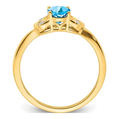 10K Yellow Gold 1/10 ct tw Swiss Blue Topaz & Diamond Oval Ring – view 3
