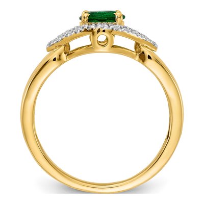 10K Yellow Gold 1/10 ct tw Emerald & Diamond Oval Ring – view 3