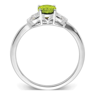 10K White Gold 1/10 ct tw Peridot & Diamond Oval Ring – view 3