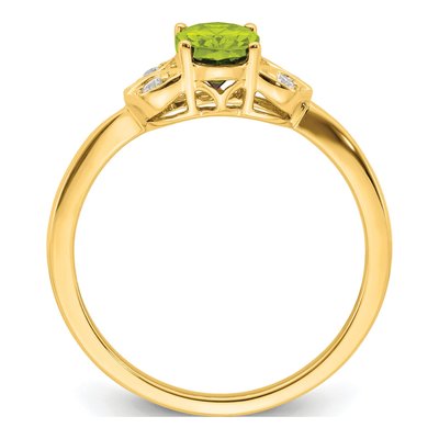 10K Yellow Gold 1/10 ct tw Peridot & Diamond Oval Ring – view 3