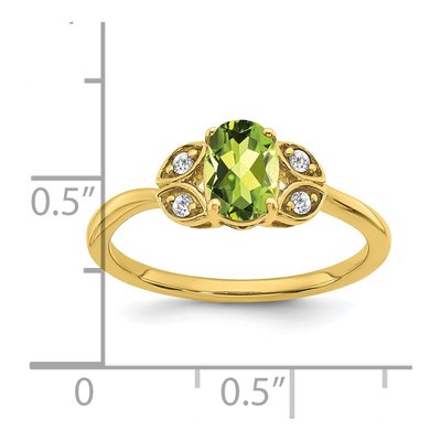 10K Yellow Gold 1/10 ct tw Peridot & Diamond Oval Ring – view 4
