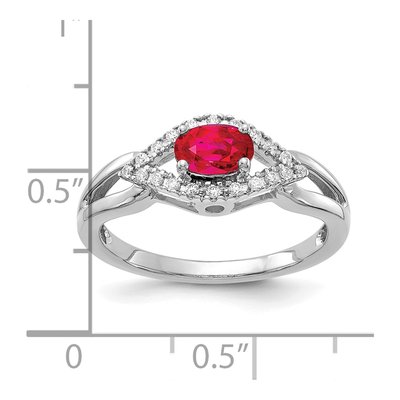 10K White Gold 1/10 ct tw Ruby & Diamond Oval Ring – view 3