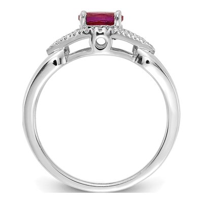 14K White Gold 1/8 ct tw Ruby & Diamond East-West Oval Ring – view 3
