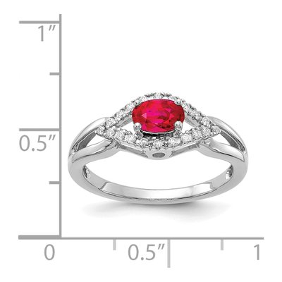 14K White Gold 1/8 ct tw Ruby & Diamond East-West Oval Ring – view 4