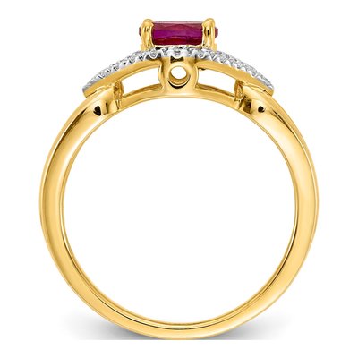 14K Yellow Gold 1/8 ct tw Ruby & Diamond East-West Ring – view 3