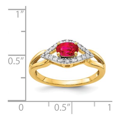 14K Yellow Gold 1/8 ct tw Ruby & Diamond East-West Ring – view 4