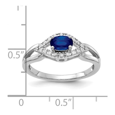 10K White Gold 1/10 ct tw Lab-Created Sapphire & Diamond Oval Ring – view 3