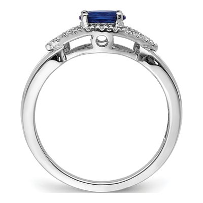 14K White Gold 1/8 ct tw Lab-Created Sapphire & Diamond East-West Oval Ring – view 3