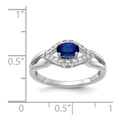 14K White Gold 1/8 ct tw Lab-Created Sapphire & Diamond East-West Oval Ring – view 4