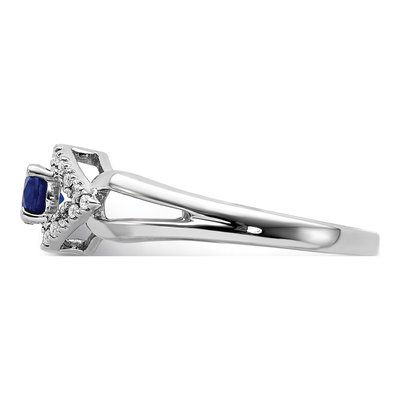 14K White Gold 1/8 ct tw Lab-Created Sapphire & Diamond East-West Oval Ring – view 5