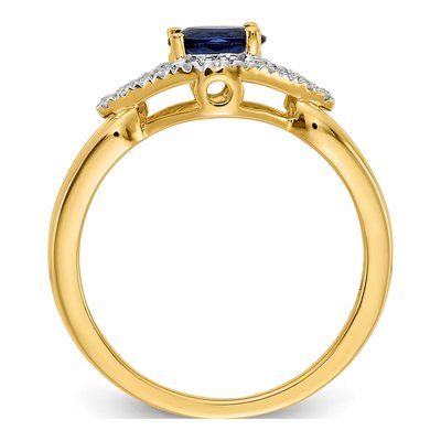 14K Yellow Gold 1/8 ct tw Lab-Created Sapphire & Diamond Ring – view 3