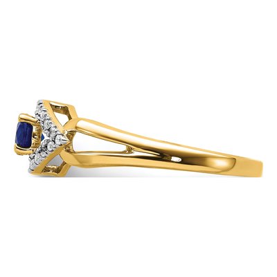 14K Yellow Gold 1/8 ct tw Lab-Created Sapphire & Diamond Ring – view 4