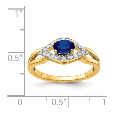 14K Yellow Gold 1/8 ct tw Lab-Created Sapphire & Diamond Ring – view 5