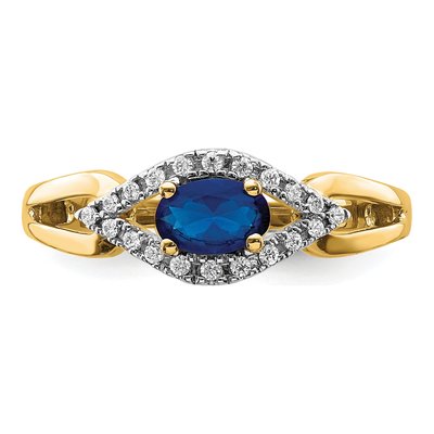 14K Yellow Gold 1/8 ct tw Lab-Created Sapphire & Diamond Ring – view 7