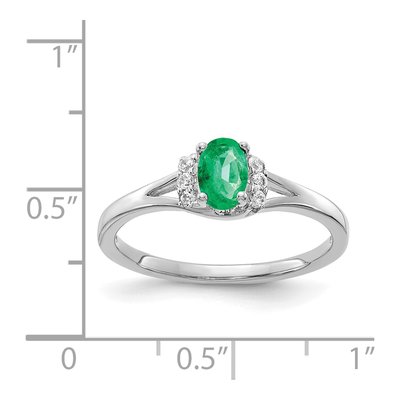 14K White Gold 1/15 ct tw Emerald & Diamond Oval Ring – view 3